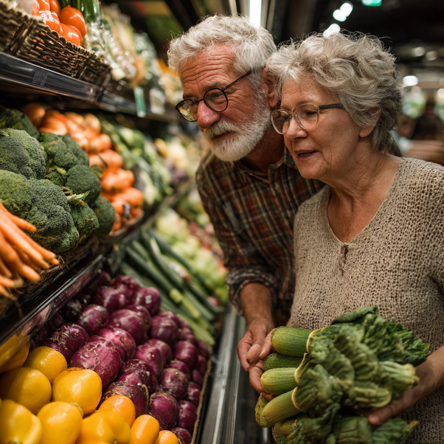 Літня жінка готує здорову їжу